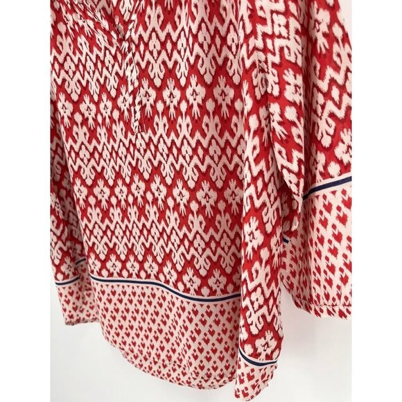 BeachLunchLounge 3/4 Sleeve Ikat V Neck Peasant Top  Tunic Size Medium - Picture 6 of 8